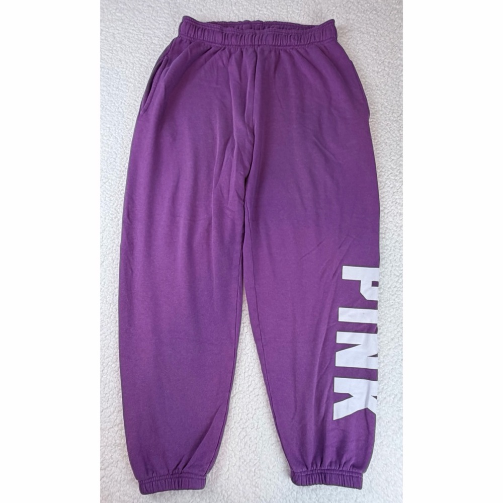 PINK • Victoria's Secret Purple Logo High-Waisted Sweatpants, M - Picture 2 of 11